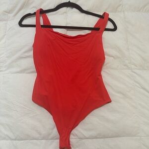 Skims fits everybody square neck body suit in red